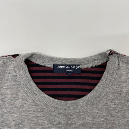 COMMEdesGARCONS HOMME コムデギャルソンオム ｸﾞﾚｰ AD2004 HO-T028 ﾎﾞｰﾀﾞｰ ｲﾝｻｲﾄﾞｱｳﾄ Tｼｬﾂ トップス M