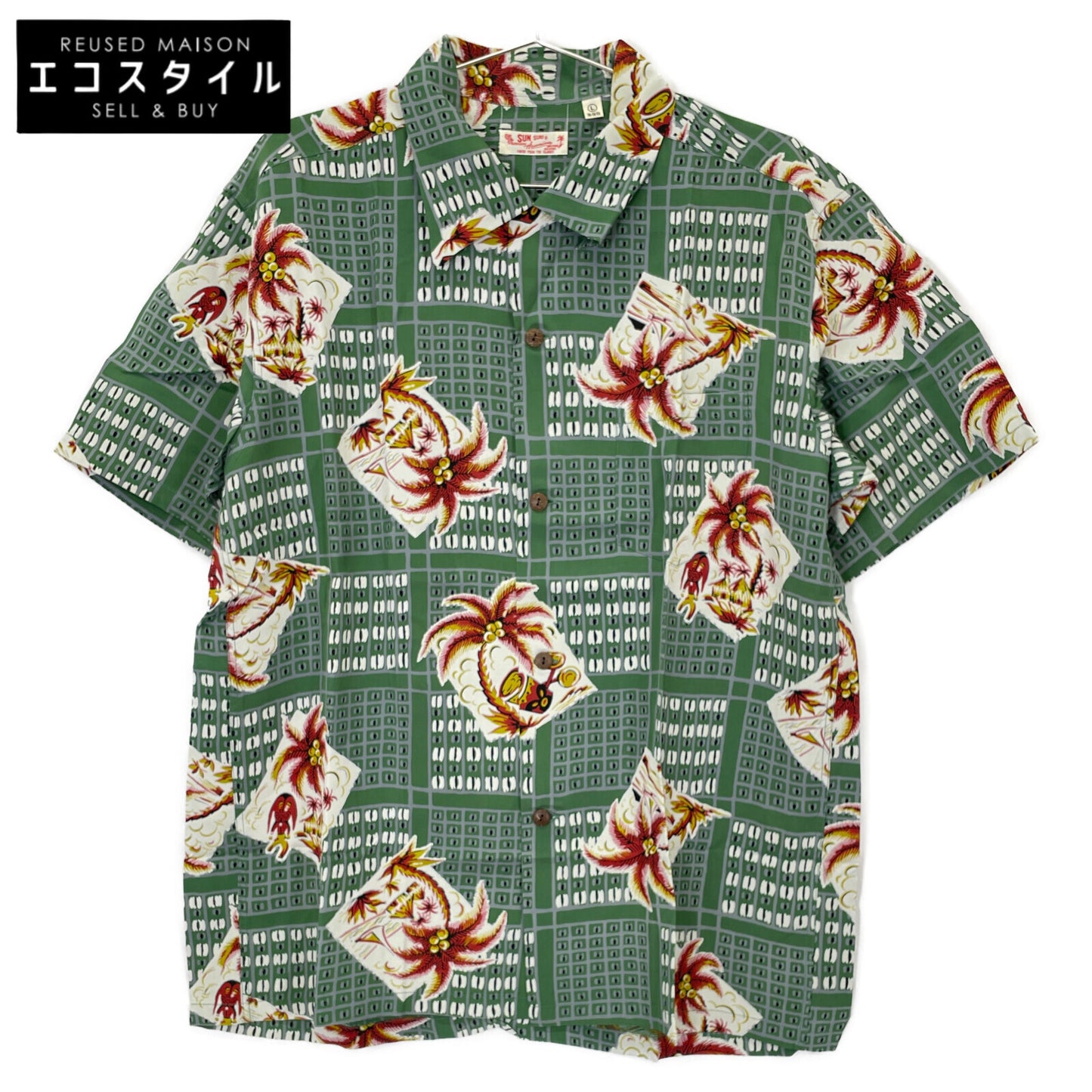 SUN SURF サンサーフ SS37459 COCONUT TREE SQUARES トップス L