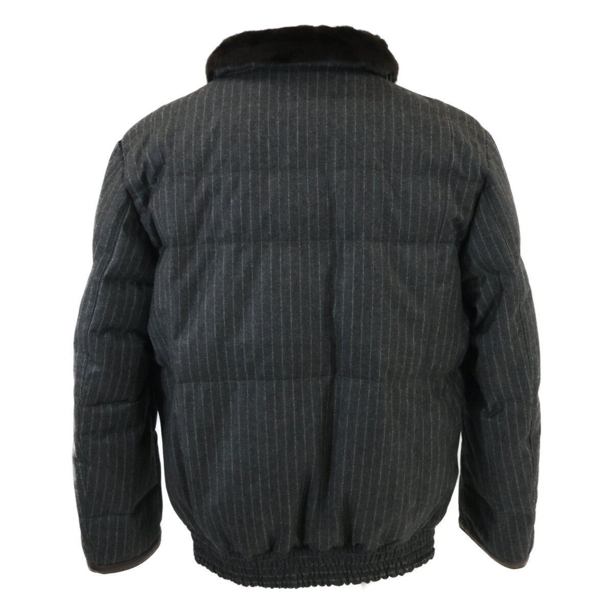 Brioni ブリオーニ 【美品/国内正規】ストライプ ウールｘカシミヤ ビーバーファーカラー ダウンジャケット M