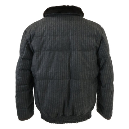 Brioni ブリオーニ 【美品/国内正規】ストライプ ウールｘカシミヤ ビーバーファーカラー ダウンジャケット M