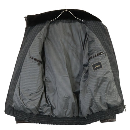 Brioni ブリオーニ 【美品/国内正規】ストライプ ウールｘカシミヤ ビーバーファーカラー ダウンジャケット M