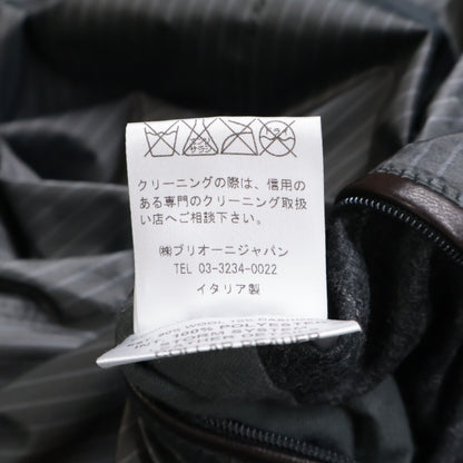 Brioni ブリオーニ 【美品/国内正規】ストライプ ウールｘカシミヤ ビーバーファーカラー ダウンジャケット M