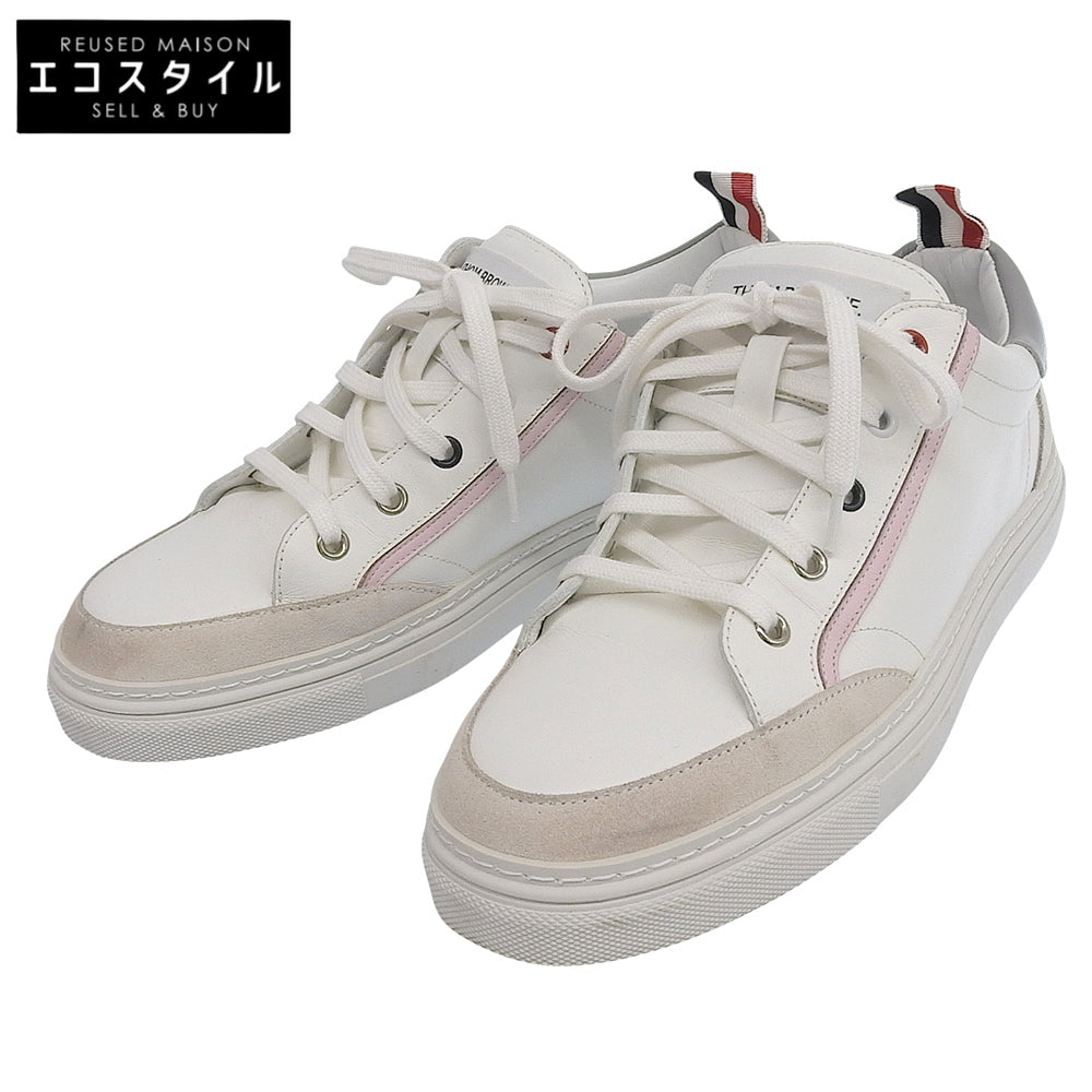 THOM BROWNE トムブラウン 美品 レザー スニーカー シューズ メンズ 白 ホワイト 8 シューズ 8(US)