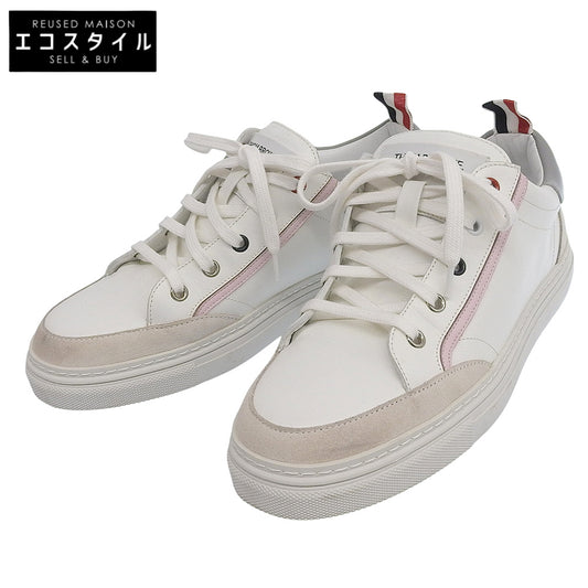 THOM BROWNE トムブラウン 美品 レザー スニーカー シューズ メンズ 白 ホワイト 8 シューズ 8(US)