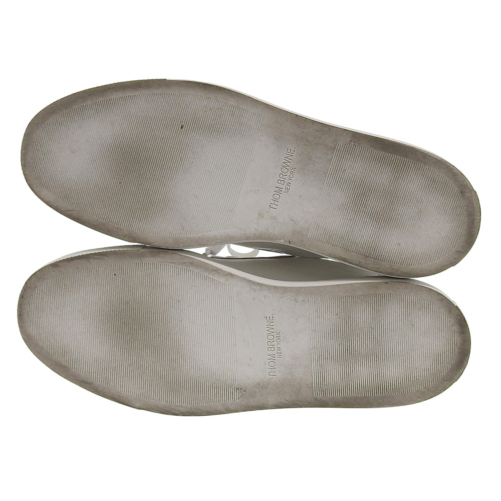 THOM BROWNE トムブラウン 美品 レザー スニーカー シューズ メンズ 白 ホワイト 8 シューズ 8(US)