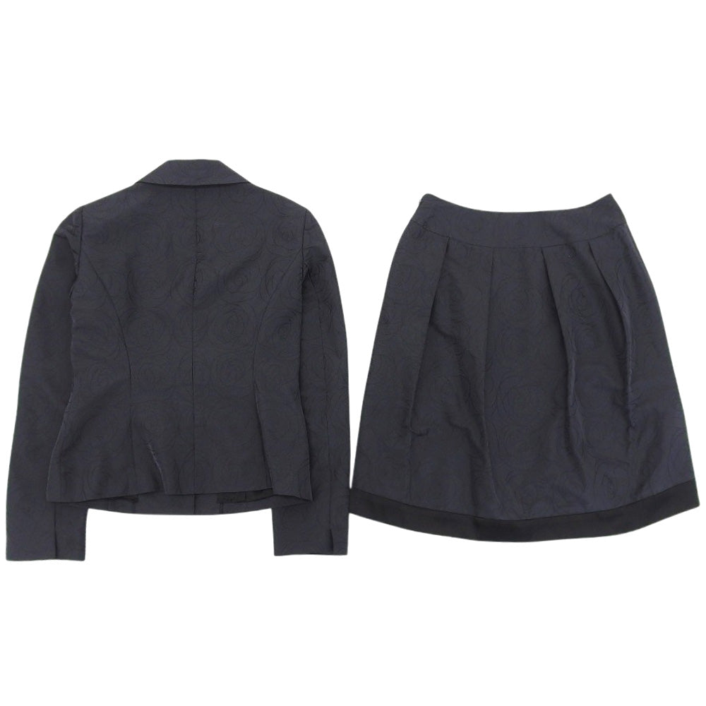 AUSTIN REED オースチンリード 総バラ模様 パールボタン ジャケット スカート セットアップ スーツ レディース 黒 38 1573-31302/41303 38