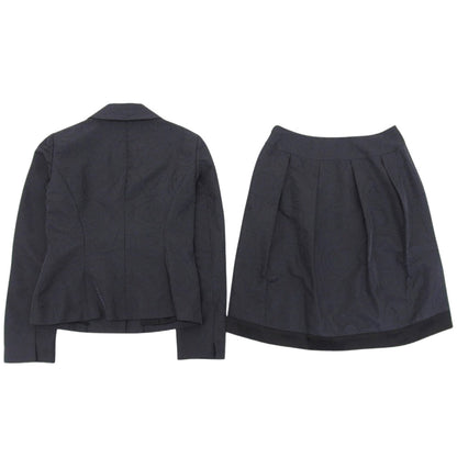 AUSTIN REED オースチンリード 総バラ模様 パールボタン ジャケット スカート セットアップ スーツ レディース 黒 38 1573-31302/41303 38