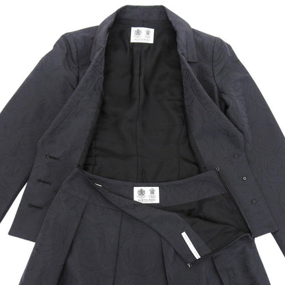 AUSTIN REED オースチンリード 総バラ模様 パールボタン ジャケット スカート セットアップ スーツ レディース 黒 38 1573-31302/41303 38