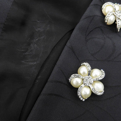 AUSTIN REED オースチンリード 総バラ模様 パールボタン ジャケット スカート セットアップ スーツ レディース 黒 38 1573-31302/41303 38