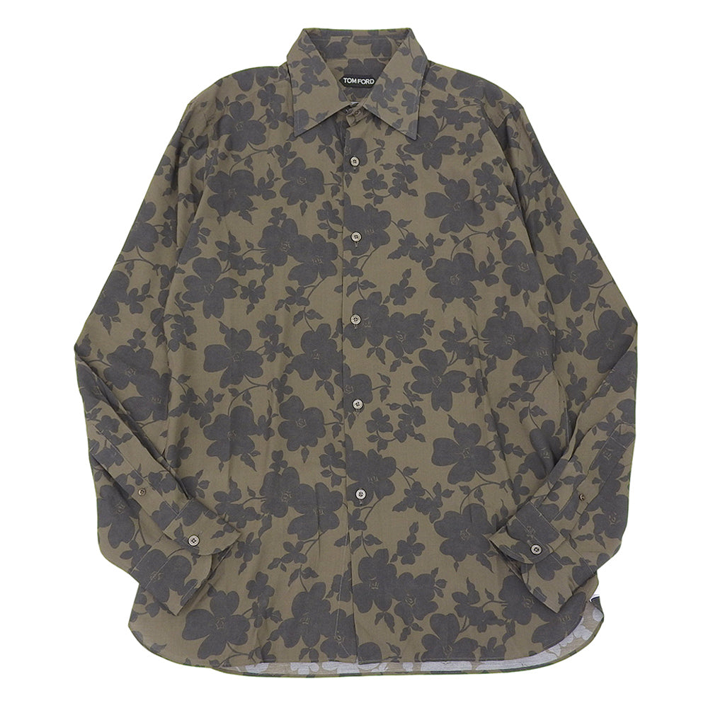 TOM FORD トムフォード 美品 フラワープリントシャツ トップス メンズ グリーン系 41 3FT901 94BSRB トップス 41
