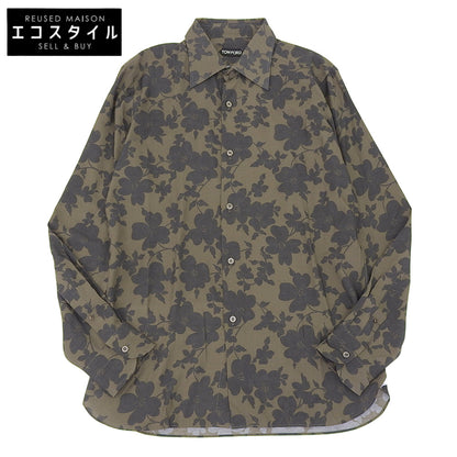 TOM FORD トムフォード 美品 フラワープリントシャツ トップス メンズ グリーン系 41 3FT901 94BSRB トップス 41