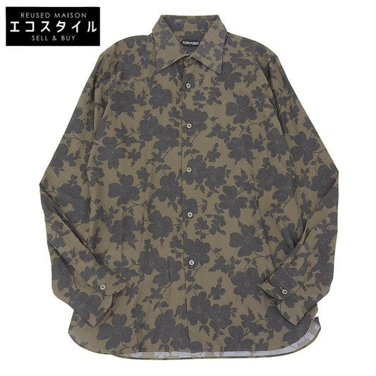 TOM FORD トムフォード 美品 フラワープリントシャツ トップス メンズ グリーン系 41 3FT901 94BSRB トップス 41