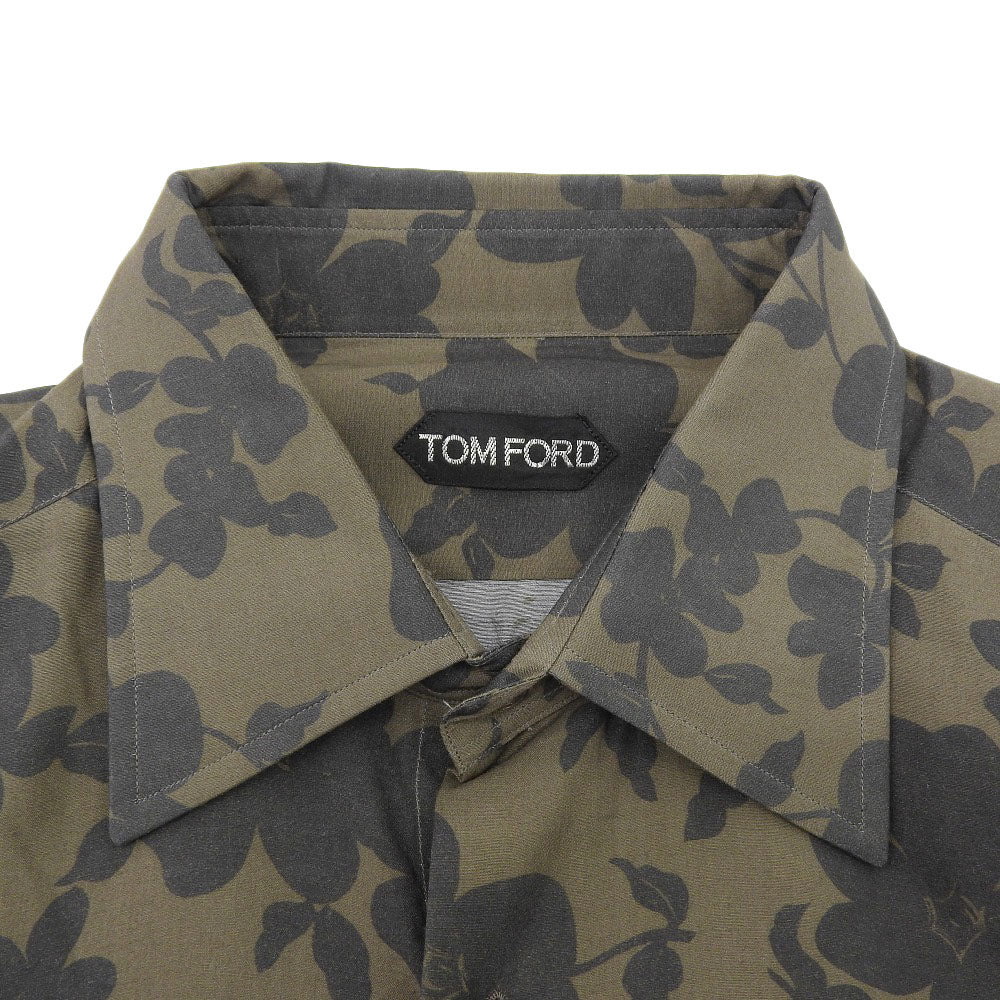 TOM FORD トムフォード 美品 フラワープリントシャツ トップス メンズ グリーン系 41 3FT901 94BSRB トップス 41