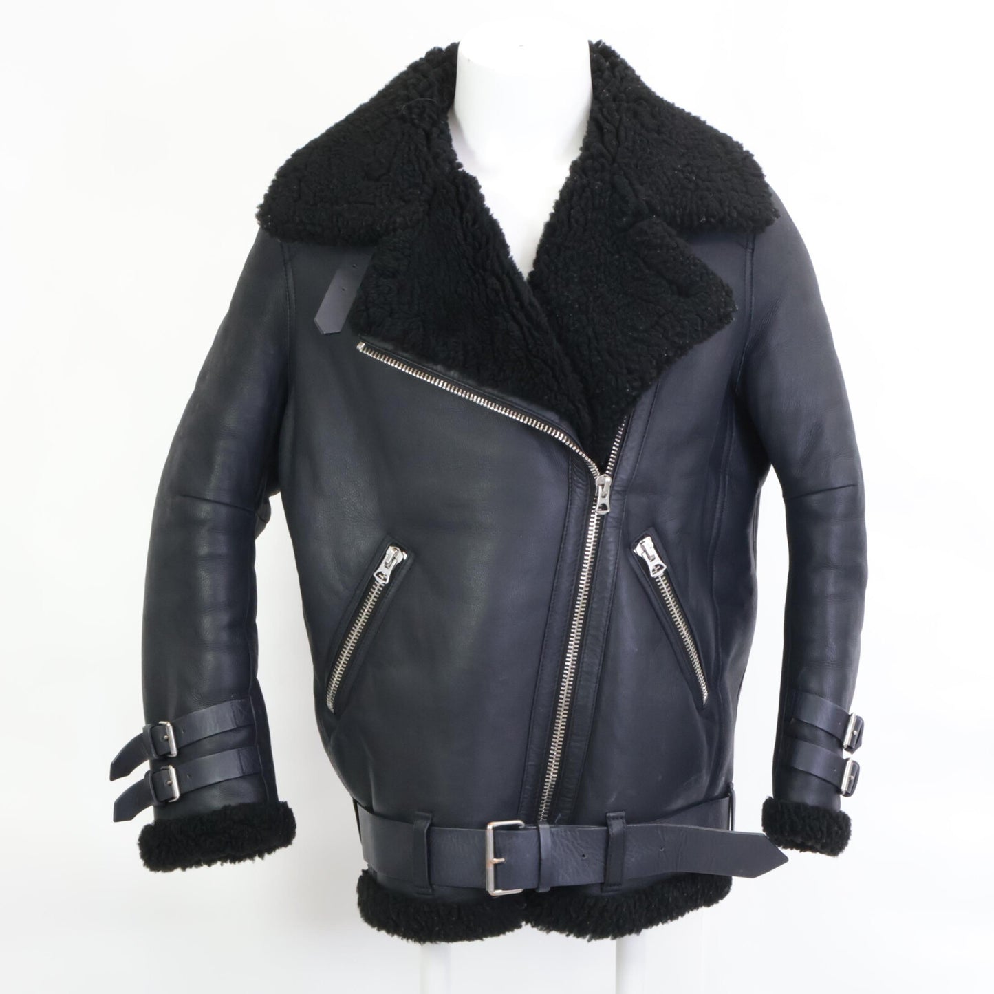 ACNE STUDIOS アクネ ストゥディオズ 1AQ173 VELOCITE PAW17 ラムムートン ダブルライダース ジャケット 36