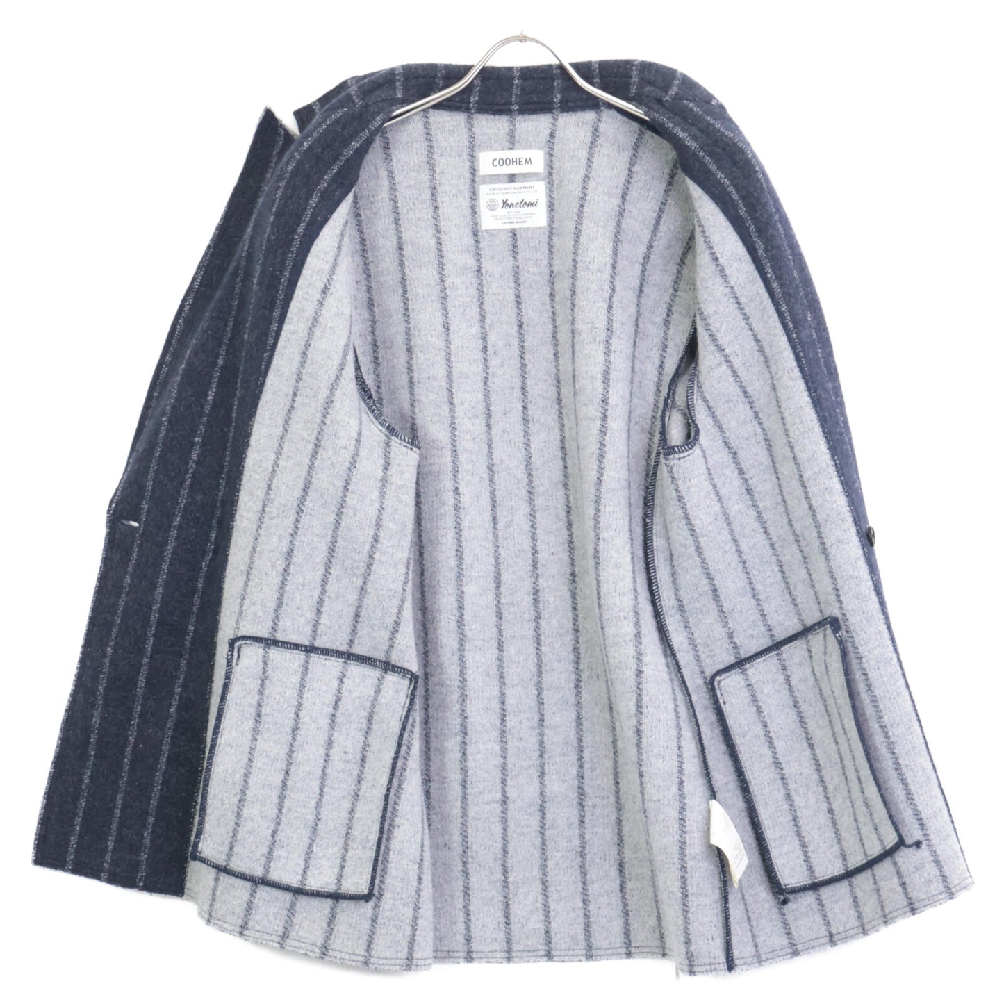 Coohem コーヘン ﾖﾈﾄﾐ 20-204-206 ｽﾄﾗｲﾌﾟﾀﾞﾌﾞﾙｼﾞｬｹｯﾄ ジャケット L