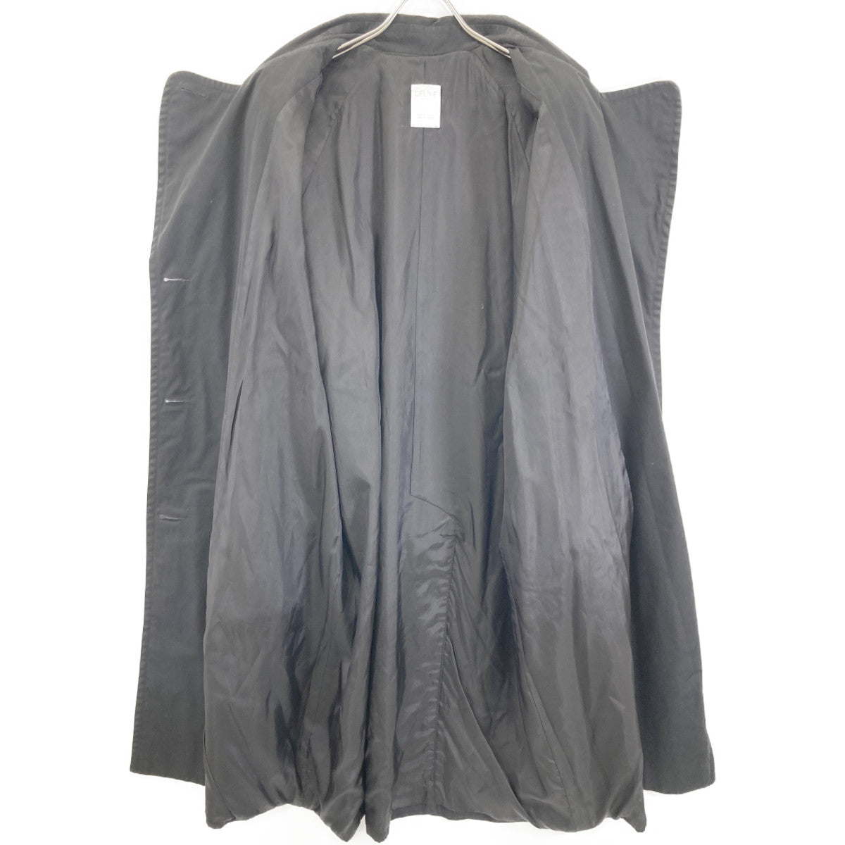 CELINE セリーヌ ｼﾞｪｰｼｰｼｰ期 ﾌﾞﾗｯｸ 金ﾎﾞﾀﾝﾄﾚﾝﾁｺｰﾄ　90s コート 表記なし