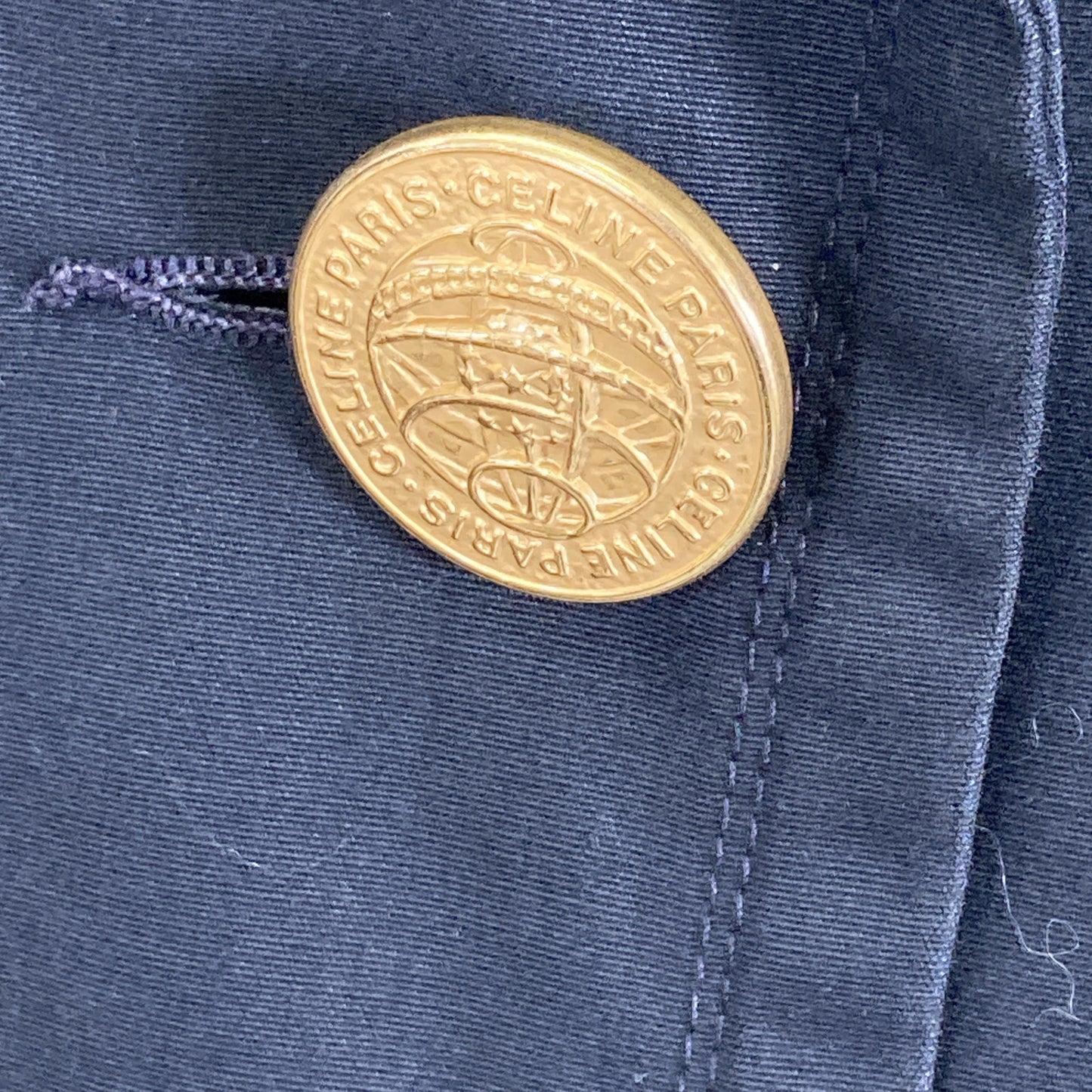 CELINE セリーヌ ｼﾞｪｰｼｰｼｰ期 ﾌﾞﾗｯｸ 金ﾎﾞﾀﾝﾄﾚﾝﾁｺｰﾄ　90s コート 表記なし