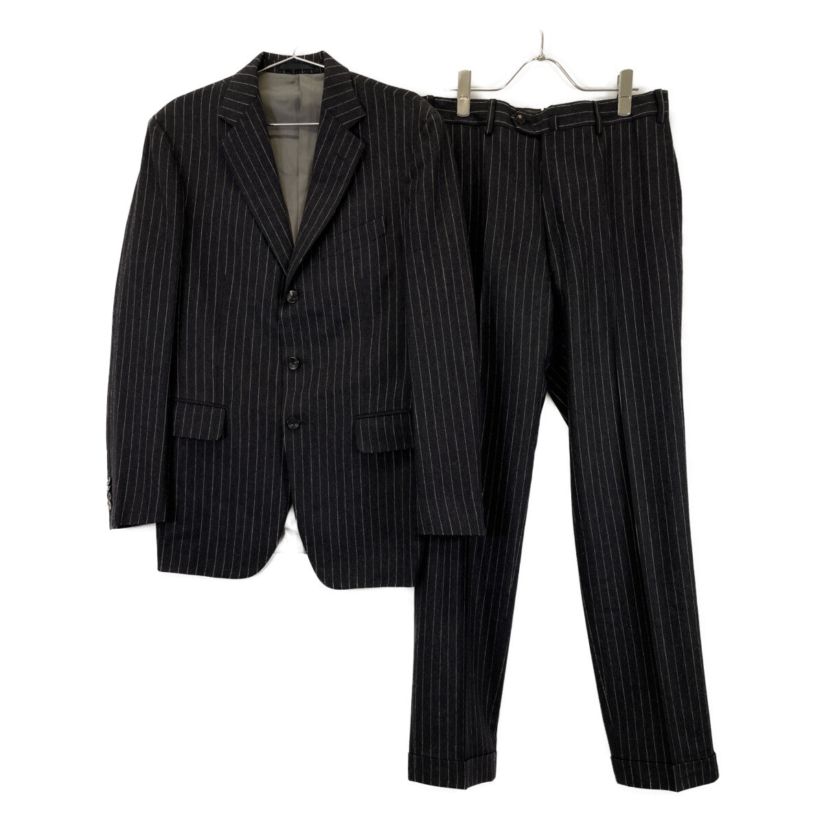 BOGLIOLI ボリオリ 3Bｽﾄﾗｲﾌﾟｼﾝｸﾞﾙｳｰﾙｽｰﾂ スーツ セットアップ 48