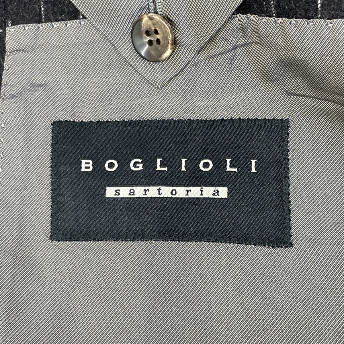 BOGLIOLI ボリオリ 3Bｽﾄﾗｲﾌﾟｼﾝｸﾞﾙｳｰﾙｽｰﾂ スーツ セットアップ 48