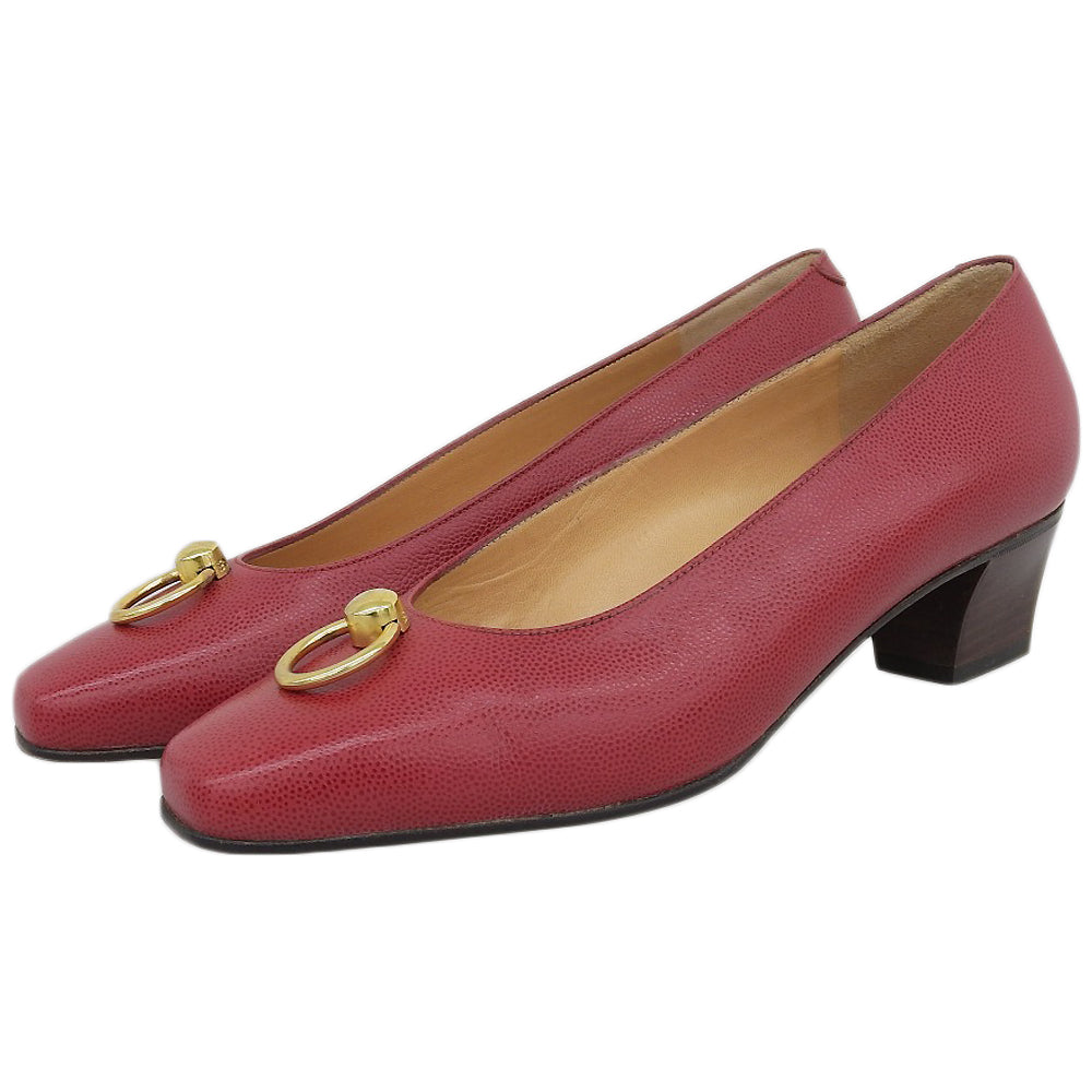 CELINE セリーヌ 美品 レザー ビットパンプス レディース レッド 36 シューズ 36