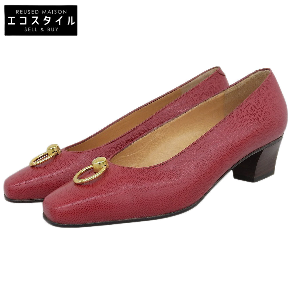 CELINE セリーヌ 美品 レザー ビットパンプス レディース レッド 36 シューズ 36