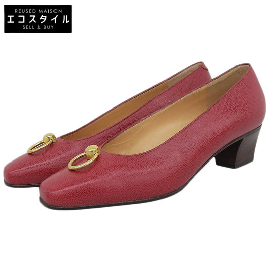 CELINE セリーヌ 美品 レザー ビットパンプス レディース レッド 36 シューズ 36