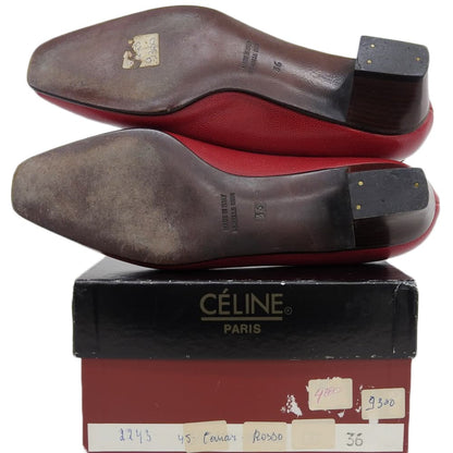 CELINE セリーヌ 美品 レザー ビットパンプス レディース レッド 36 シューズ 36