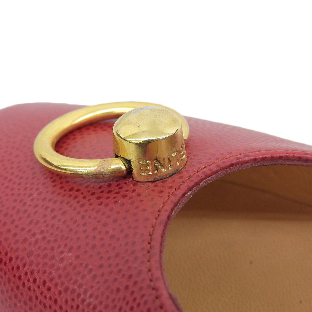 CELINE セリーヌ 美品 レザー ビットパンプス レディース レッド 36 シューズ 36