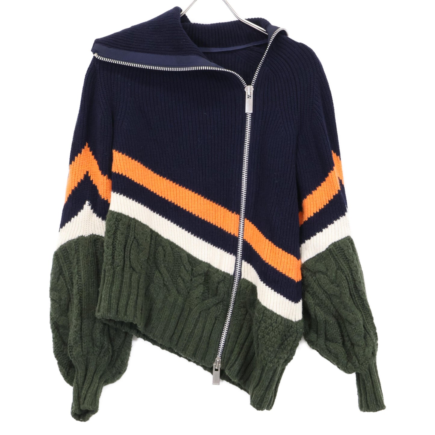 sacai サカイ ﾏﾙﾁｶﾗｰ 19-04631 ｱｼﾝﾒﾄﾘｰ ﾀﾞﾌﾞﾙｼﾞｯﾌﾟ ﾆｯﾄ トップス 1