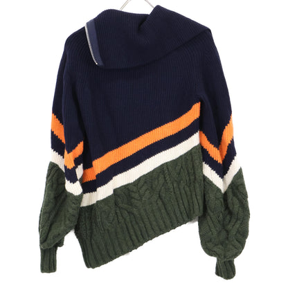 sacai サカイ ﾏﾙﾁｶﾗｰ 19-04631 ｱｼﾝﾒﾄﾘｰ ﾀﾞﾌﾞﾙｼﾞｯﾌﾟ ﾆｯﾄ トップス 1