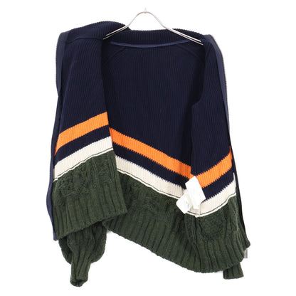 sacai サカイ ﾏﾙﾁｶﾗｰ 19-04631 ｱｼﾝﾒﾄﾘｰ ﾀﾞﾌﾞﾙｼﾞｯﾌﾟ ﾆｯﾄ トップス 1