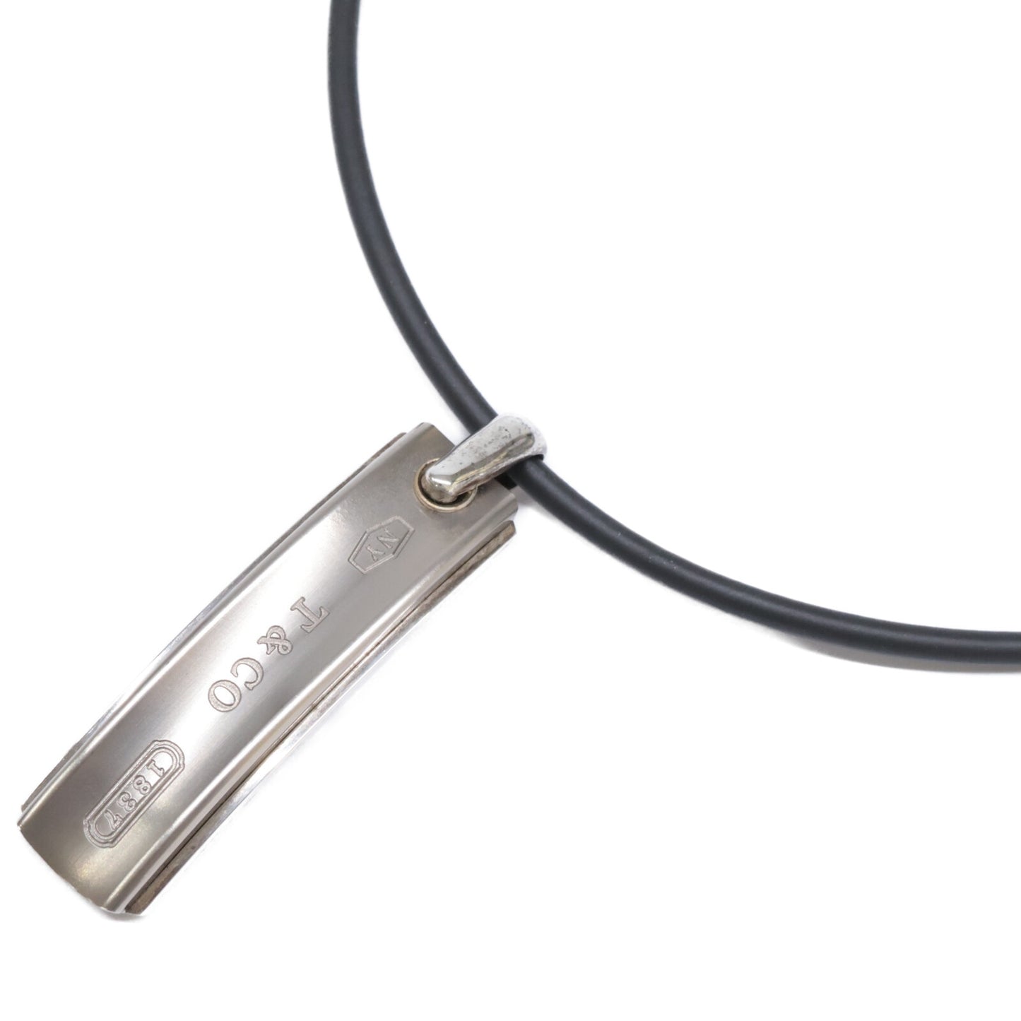 TIFFANY&Co. ティファニー 【美品】ティファニー1837 925 Ti バーペンダント コード ネックレス