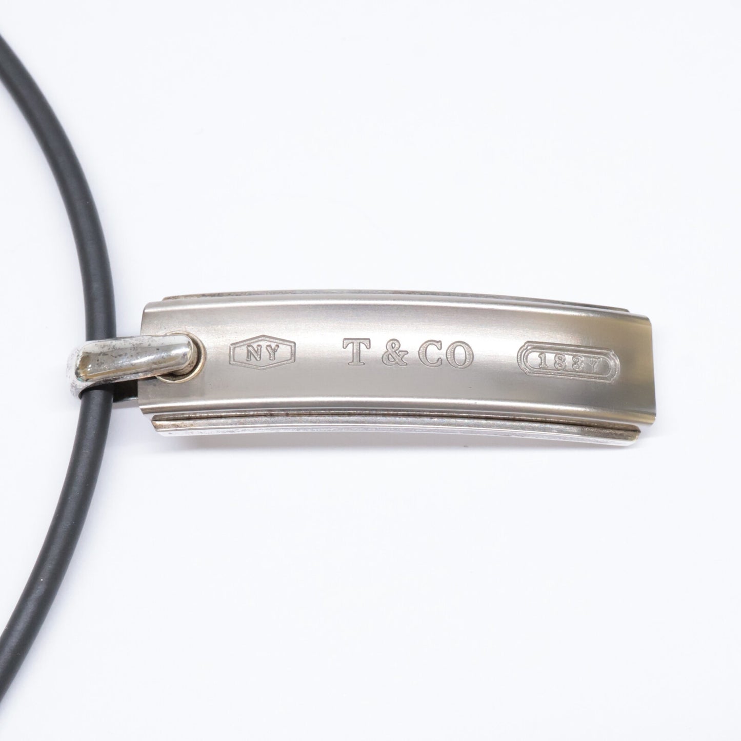 TIFFANY&Co. ティファニー 【美品】ティファニー1837 925 Ti バーペンダント コード ネックレス