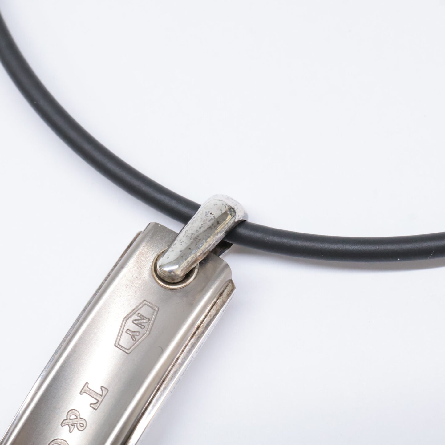 TIFFANY&Co. ティファニー 【美品】ティファニー1837 925 Ti バーペンダント コード ネックレス