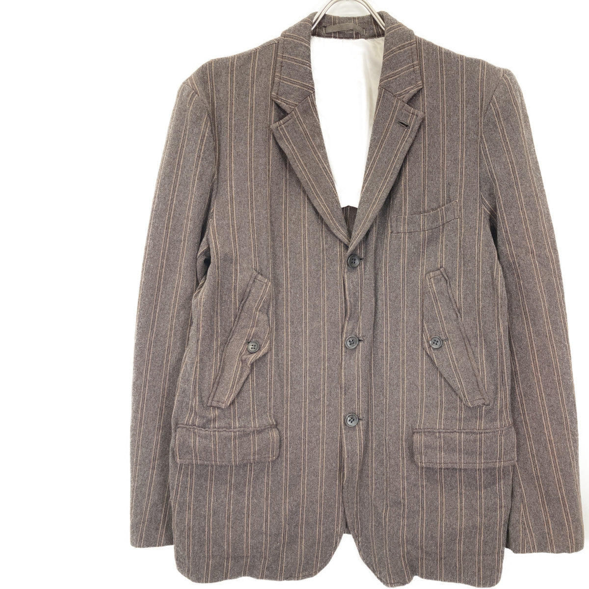 COMMEdesGARCONS HOMME コムデギャルソンオム HO-J003 04年製 ｽﾄﾗｲﾌﾟ縮絨ｼﾞｬｹｯﾄ ジャケット L