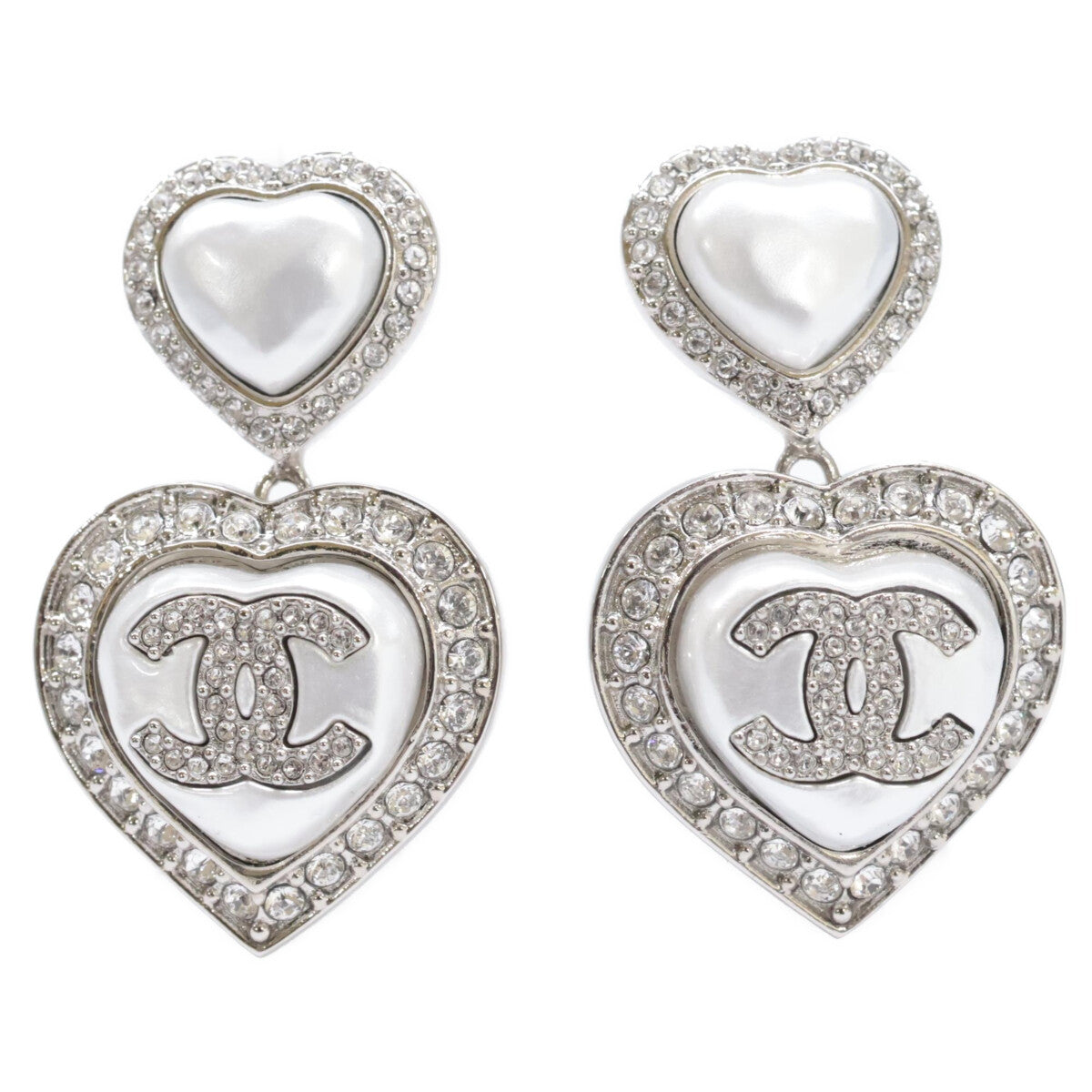 CHANEL シャネル ABB632 B23B ラインストーン ココマーク パールハートモチーフ ピアス