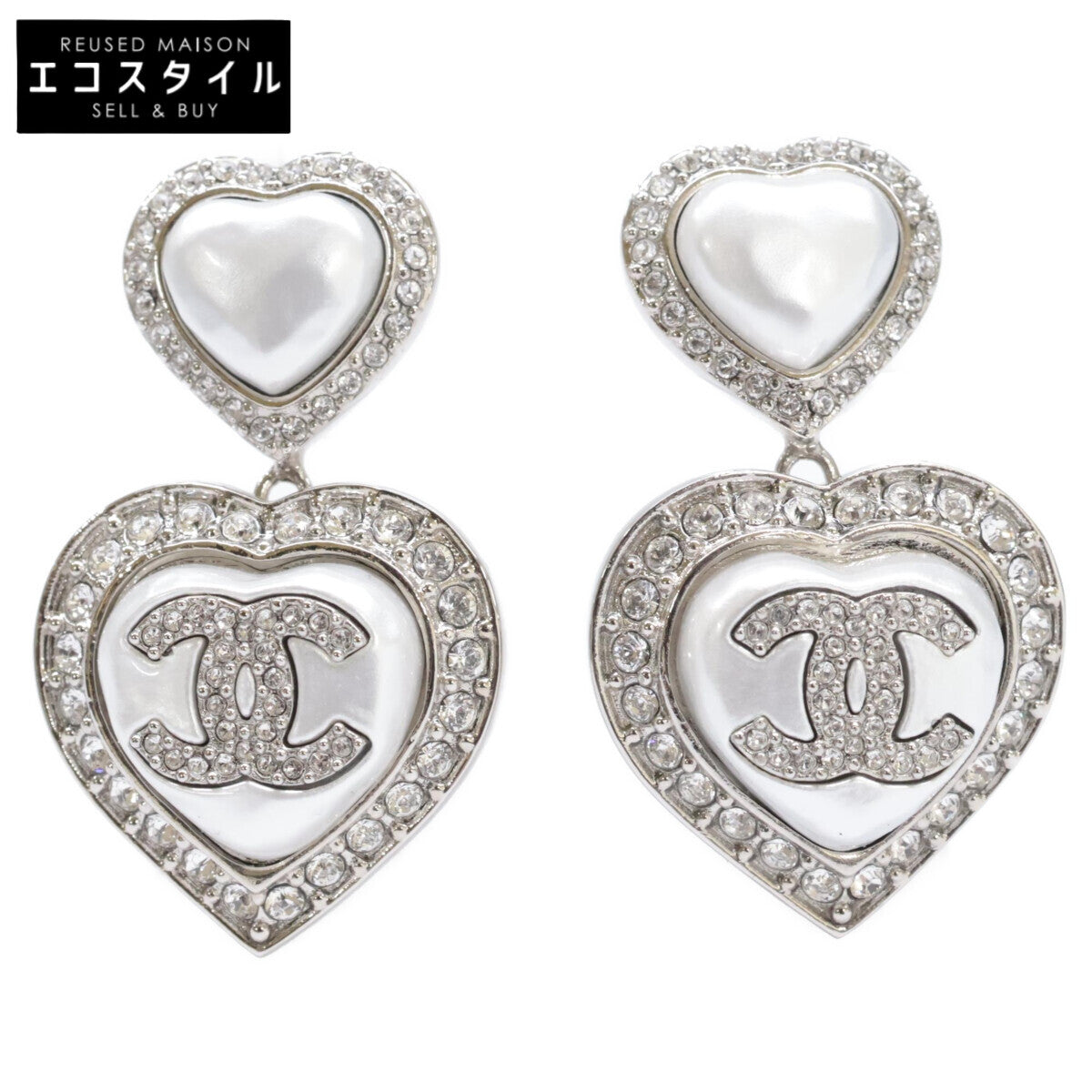 CHANEL シャネル ABB632 B23B ラインストーン ココマーク パールハートモチーフ ピアス