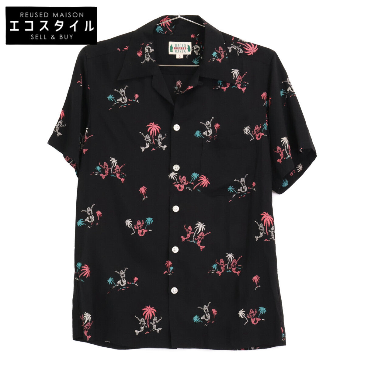 WACKO MARIA ワコマリア ﾌﾞﾗｯｸ ﾏｰﾒｲﾄﾞ ｱﾛﾊｼｬﾂ トップス S