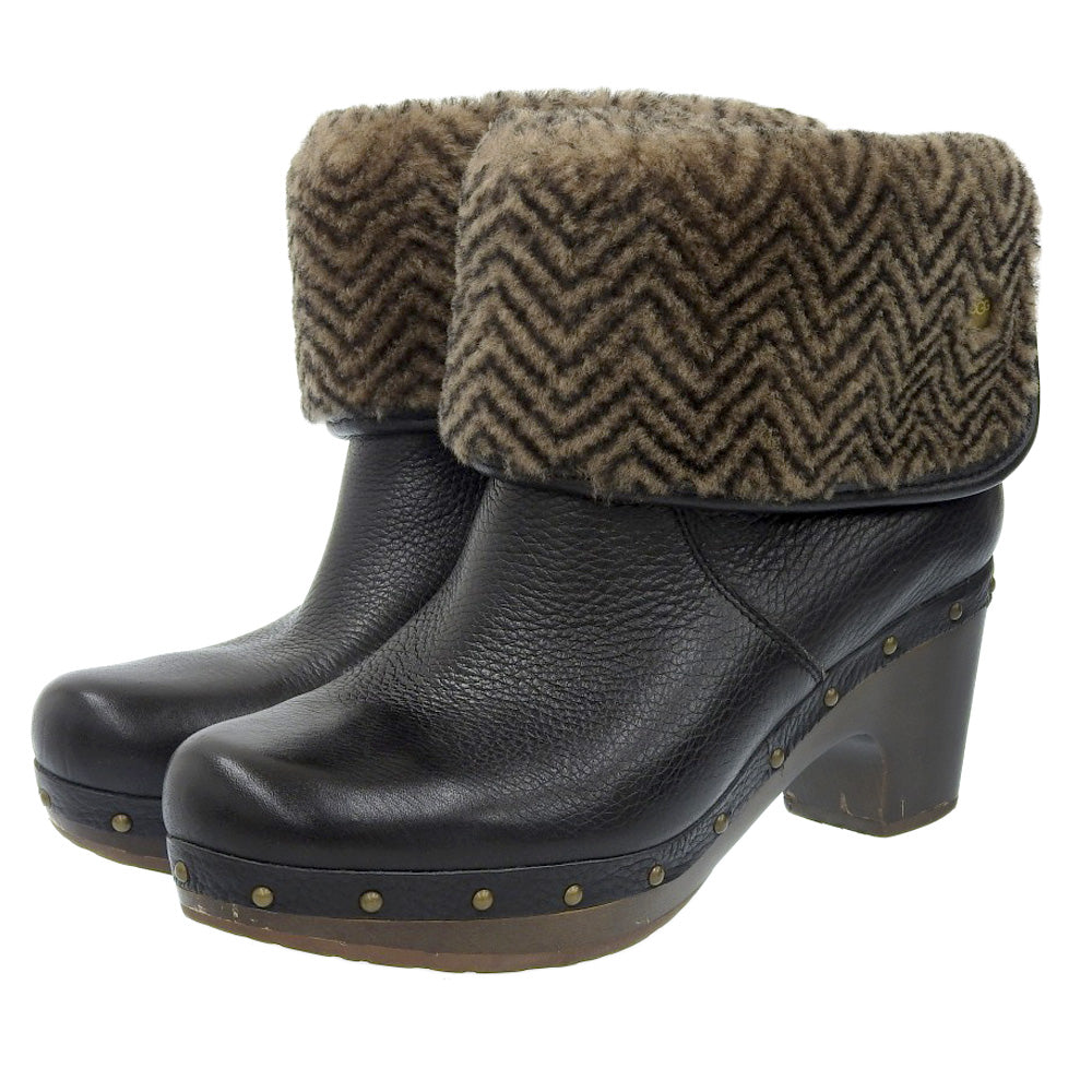 UGG アグ UGG アグ リネア ショート ブーツ ムートン×レザー レディース ブラック 24.0cm 1003570 シューズ 7(US)