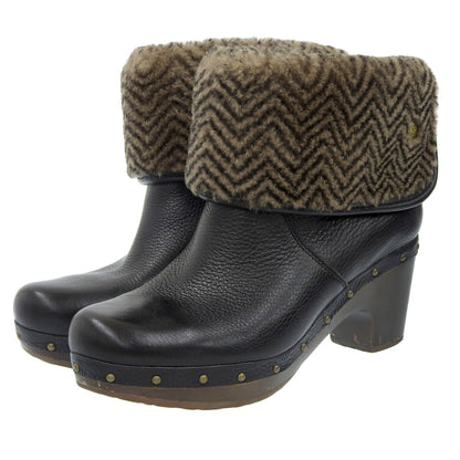 UGG アグ UGG アグ リネア ショート ブーツ ムートン×レザー レディース ブラック 24.0cm 1003570 シューズ 7(US)