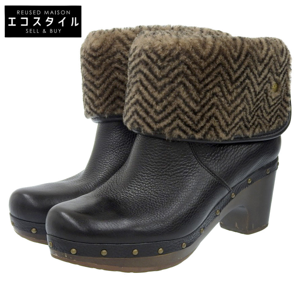 UGG アグ UGG アグ リネア ショート ブーツ ムートン×レザー レディース ブラック 24.0cm 1003570 シューズ 7(US)