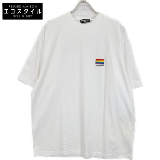 BALENCIAGA バレンシアガ 21年 651795 ﾎﾜｲﾄ ﾛｺﾞ 半袖 ﾋﾞｯｸｼﾙｴｯﾄ Tｼｬﾂ トップス S