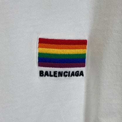 BALENCIAGA バレンシアガ 21年 651795 ﾎﾜｲﾄ ﾛｺﾞ 半袖 ﾋﾞｯｸｼﾙｴｯﾄ Tｼｬﾂ トップス S