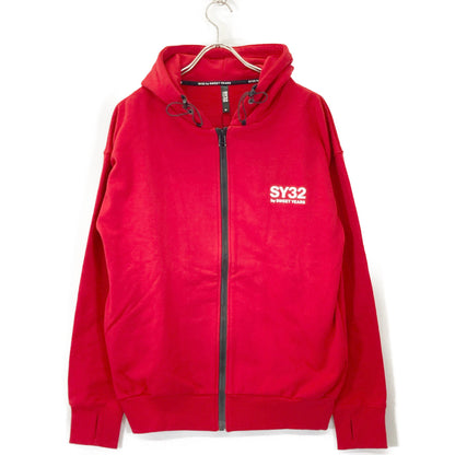 SY32 by SWEET YEARS エスワイサーティトゥーバイスウィートイヤーズ 12506 レッド バック ボックスロゴ ジップ フーディ トップス M