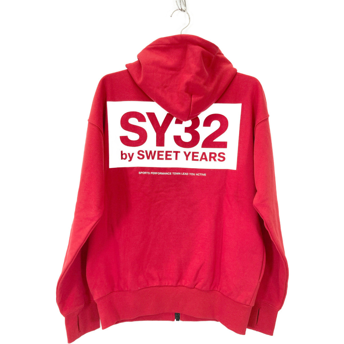 SY32 by SWEET YEARS エスワイサーティトゥーバイスウィートイヤーズ 12506 レッド バック ボックスロゴ ジップ フーディ トップス M