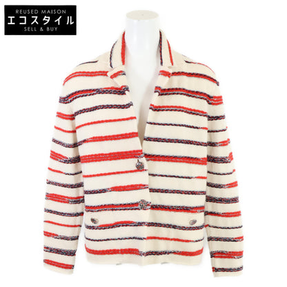 CHANEL シャネル 国内正規 P64262K60201 カシミヤ ボーダー ニットジャケット トップス 38