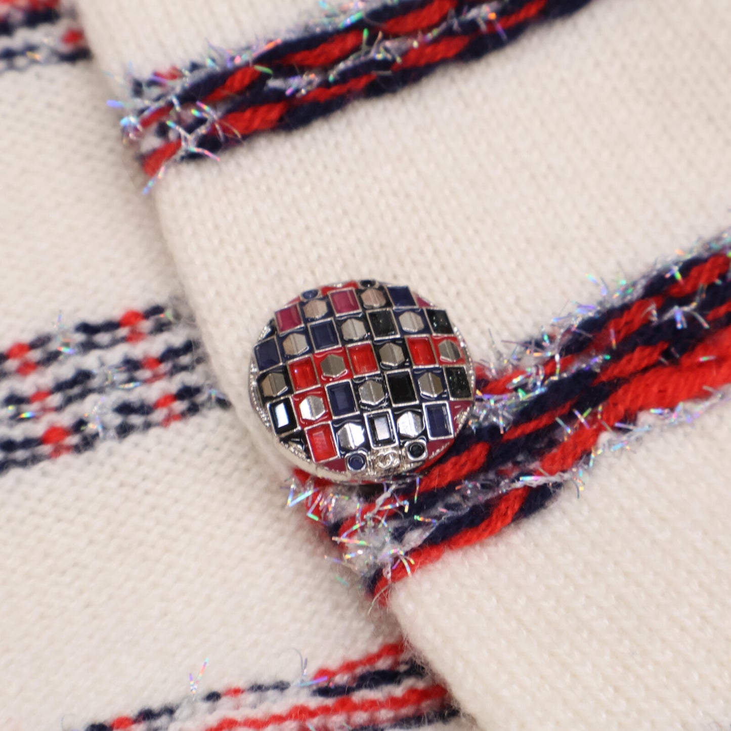 CHANEL シャネル 国内正規 P64262K60201 カシミヤ ボーダー ニットジャケット トップス 38