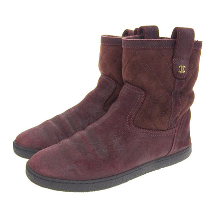 CHANEL シャネル キルティング ココマーク ブーツ シューズ レディース ボルドー 36 G29320 シューズ 36