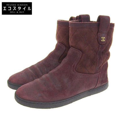 CHANEL シャネル キルティング ココマーク ブーツ シューズ レディース ボルドー 36 G29320 シューズ 36