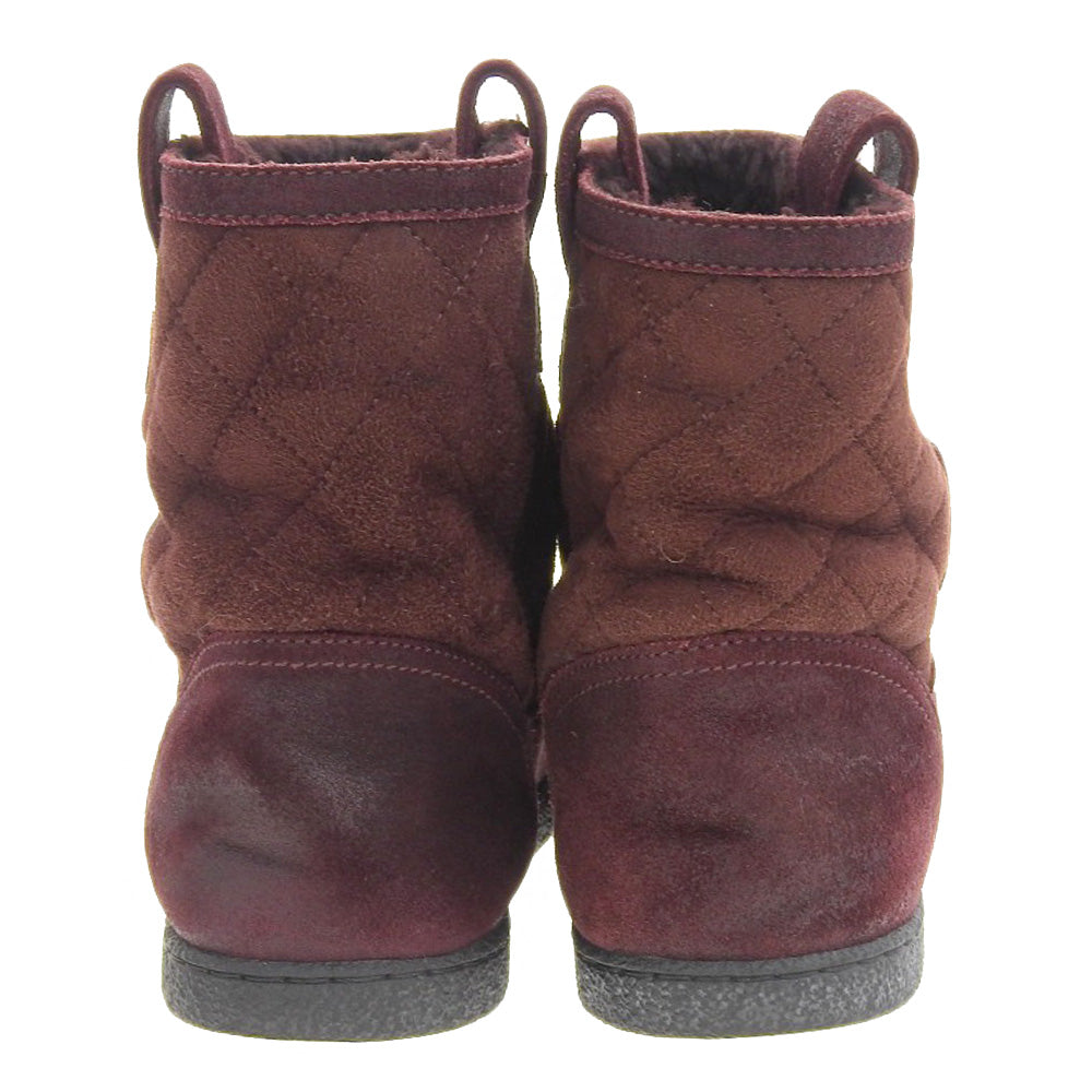 CHANEL シャネル キルティング ココマーク ブーツ シューズ レディース ボルドー 36 G29320 シューズ 36